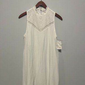 Nordstrom HINGE White Lace Sleeveless Shift Dress with Slip Size Small BNWT